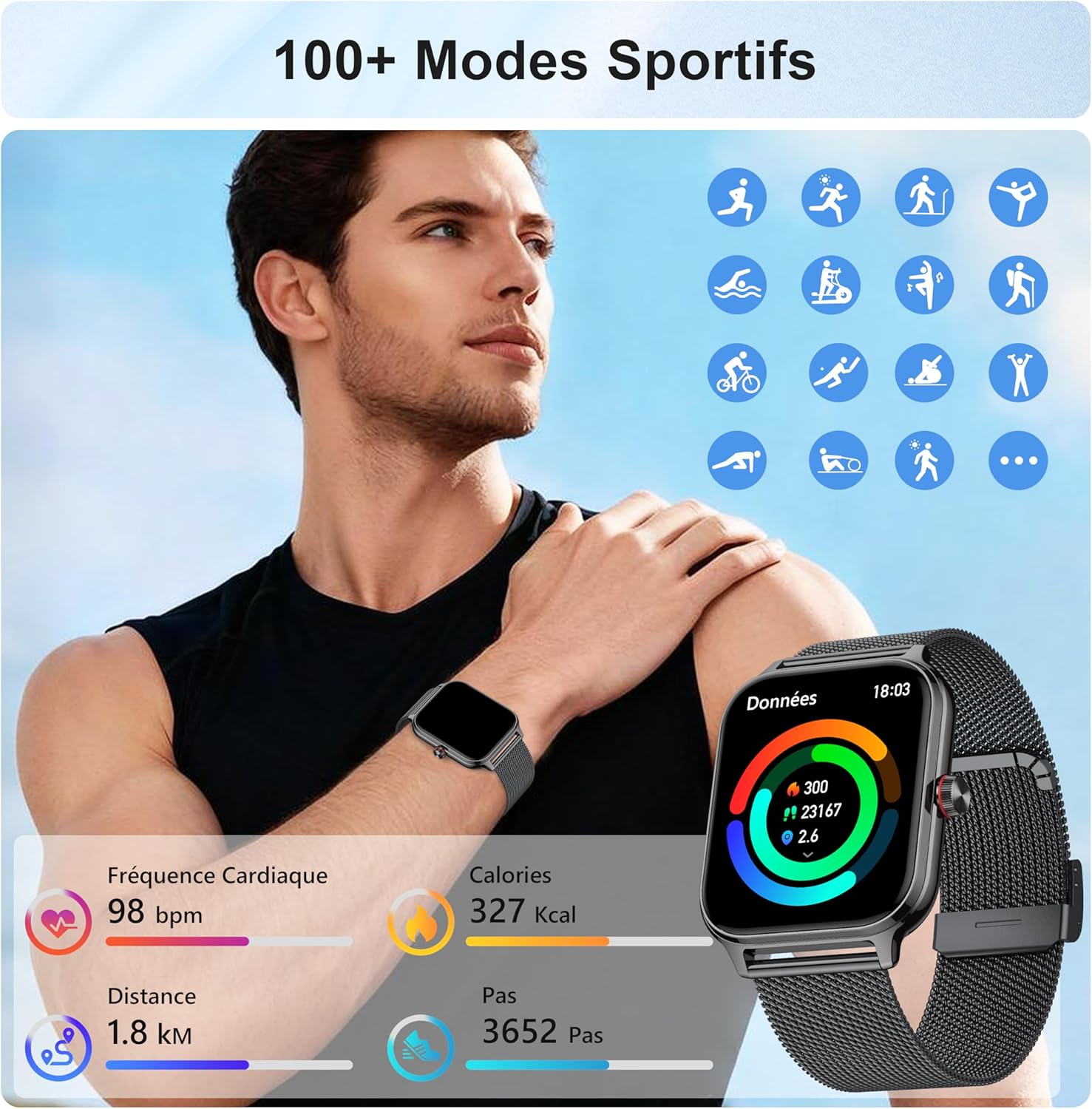 LODIMEKE P133 Smartwatch Milan Argent - Image 4