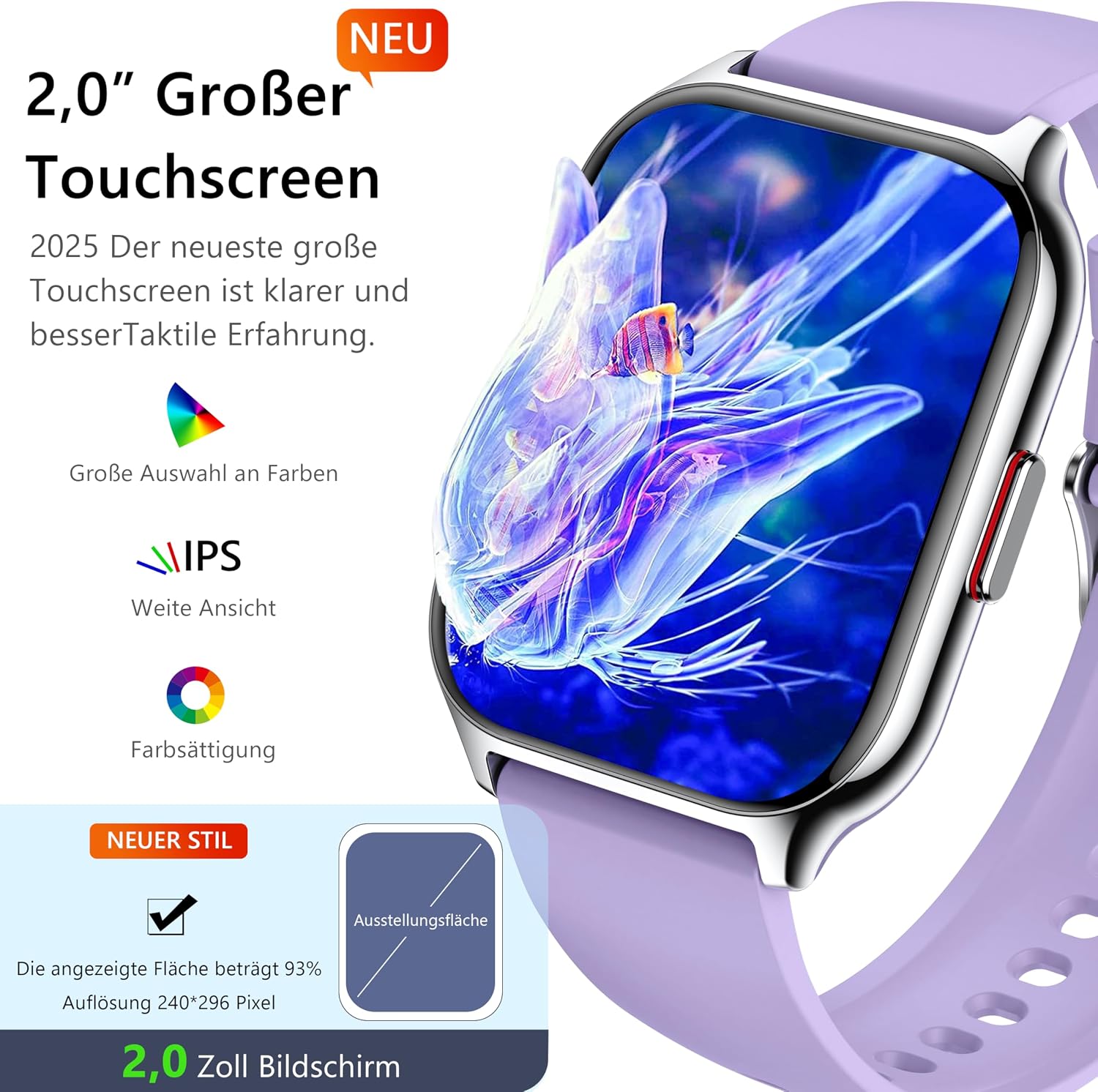 LODIMEKE P95 Reloj Inteligente Morado Rosa - Image 2