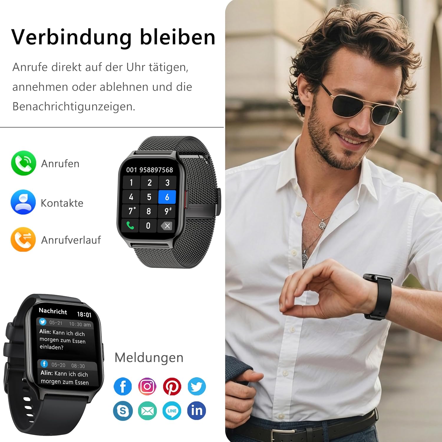 LODIMEKE P95 Smartwatch Nero Blu - Image 3